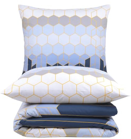 mshometex 2er Bettwäsche Set 140x200 + 70x90 | 2X Bettbezug + 2X Kissenbezug | 100% Baumwolle Ranforce | ÖKO-TEX® Standard 100 & Step Zertifiziert | Atmungsaktiv, mit Reißverschluss