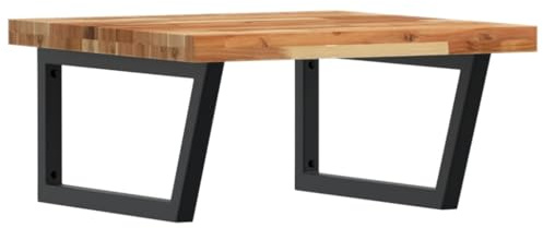 mtlskopl Étagère de lavabo murale 60 x 60 x 4 cm en bois d'acacia et acier - Design moderne - Robuste et durable - Pour salle de bain, invités, WC et petites pièces