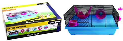 Pet One Critter Penthouse Mouse hamster Wire Cage (50x36.5x24cm) Blue Pink