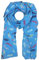 Zwillingsherz Seiden-Tuch Damen mit Feder Muster - Made in Italy - Eleganter Sommer-schal für Frauen - Hochwertiges Seidentuch/Seidenschal - Halstuch und Chiffon-Stola Dezent Stilvoll - Blau