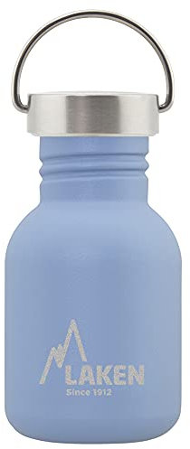 LAKEN Sehr Robusta Edelstahlflasche 0,35l Blau Mit Vintage Deckel, Unisex, Botella De Acero Inoxidable Muy Para Adultos 35 L Azul Con Tapa (Blue), 0.35