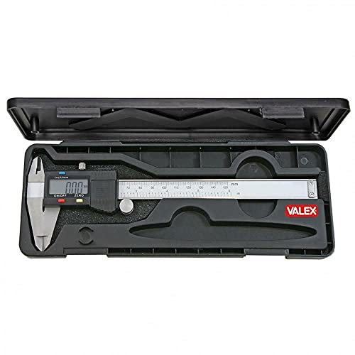 Calibro corsoio digitale centesimale pulsante mm/pollici in acciaio con display, batteria inclusa