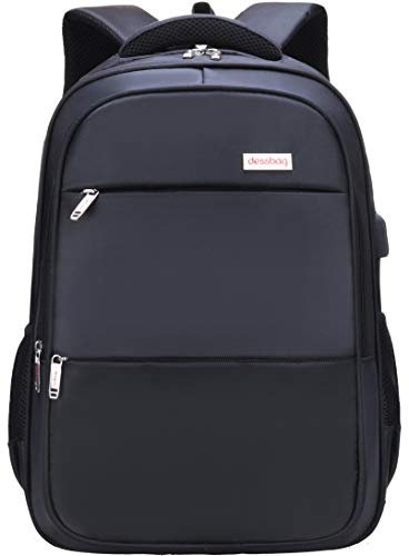 Dessbag Business Sac à Dos pour Homme et Femme pour Ordinateur Portable de 15,6 Sac à Dos d'école, étanche, Confortable et Sportif, sans AZO avec Port USB et câble