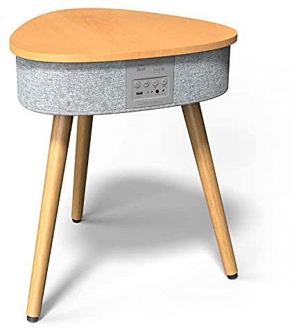 Tavolino da Salotto con Altoparlante Bluetooth Portatile, Caricatore Wireless e Porta di Ricarica USB - Mobili Soggiorno (Quercia)