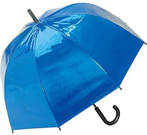 happy rain Automatik Metallic - Blau: Regenschirm für Damen, Typ Stockschirm mit Automatik, 85 cm, 425 Gramm, Glockenform, Knopf zur Automatischen Öffnung
