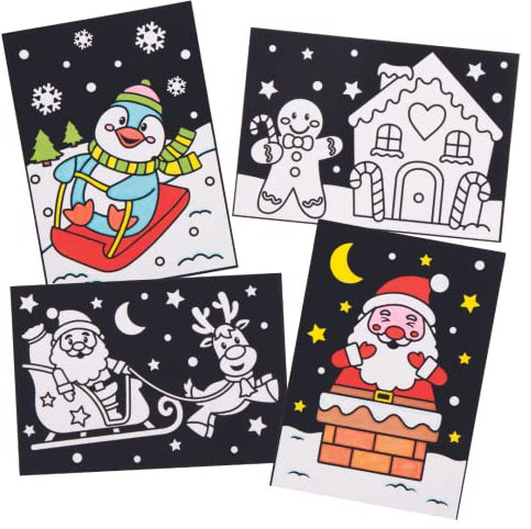 Baker Ross AX477 Weihnachts-Kunstbilder zum Anmalen, 10 Stück, Dekorationen für Festliches Basteln, Ausmalen und Präsentieren, für Kinder, Mittel