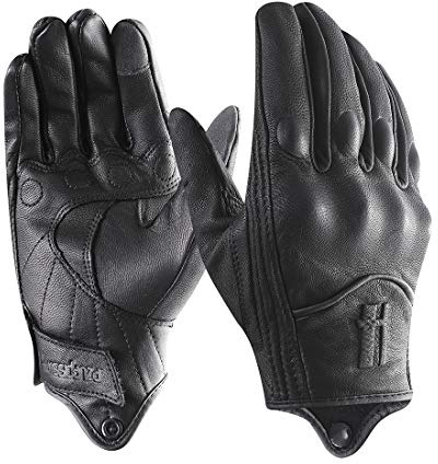 Harssidanzar Mens Full Finger Touchscreen Motorcycle Gloves GM028 Black M