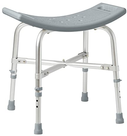 Medline Heavy Duty Shower Chair Bath Bench Without Back, Bariatric Bath Chair Supports up to 550 Lbs