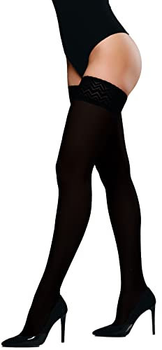 JUST BEAUTY TOUCH Microfiber Hold Ups 60 Denier with Lace Top - Double Silicone Band for Secure Fit, Opaque to Semi Opaque, 10 Colours, Ideal for Daily Wear, Parties, and Bridal Events