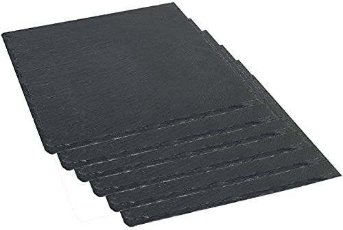 Pack de 6 bandejas de pizarra de 15 x 15 cm, ideal para servir comida de manera elegante, plato para alimentación, degustación, tabla embutidos, plato hostelería, bandeja rústica (15 x 15 cm)