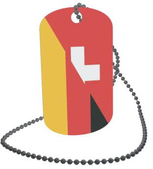 U24 Dog Tag Erkennungsmarke ID Tag an Kette Flagge Schweiz-Deutschland Alu 30 x 50 mm