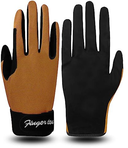 FINGER TEN Reithandschuhe Kinder Mädchen Jungen Reiterhandschuhe Kinderreithandschuhe Reitsport Reiten Handschuhe Wert 1 Paar Dunkelbraun L, Reiter Fahrradhandschuhe für 5-13 Jahre Kind