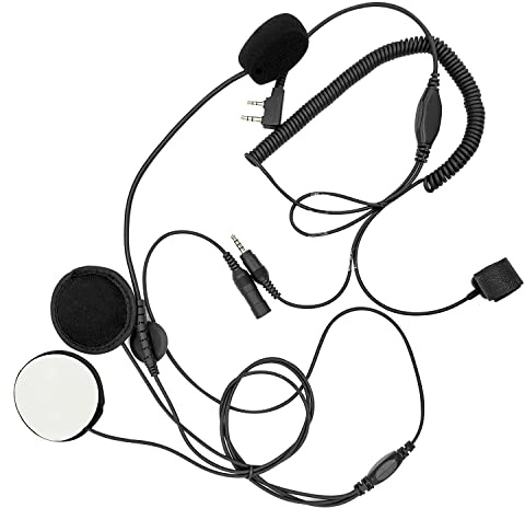 WODASEN Motorcycle Helmet Headset Helmet Earpiece Mic 2 Pin Compatible with Kenwood Compatible with Bao Feng Two-Way Radios