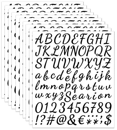 Zayookey 10 Blätter Selbstklebendes Vinyl Buchstaben Zahlen Set Briefkasten Alphabet Nummern Aufkleber Letter Number Stickers für Schilder, Postfach, DIY Scrapbooking (Schwarz, 1 Zoll)