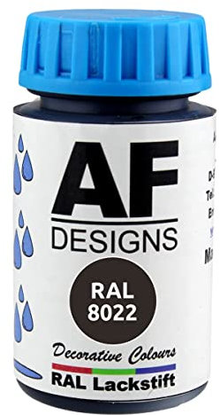 Alex Flittner Designs Barniz RAL 8022 negro marrón brillante 50 ml madera metal muebles baño barniz retoque pintura de recompatible conción
