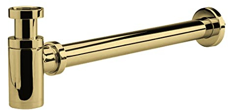 nuie EK802 Modern Bathroom Round Minimalist Bottle Trap with 300mm Extension Tube, 115 x 70 x 51mm, Brushed Brass