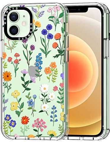 MOSNOVO Case for iPhone 12 & iPhone 12 Pro, [Buffertech 6.6ft Military-Grade Drop Protection] [Anti Peel Off Tech] Clear TPU Bumper Phone Case Cover Design - Botanical Floral