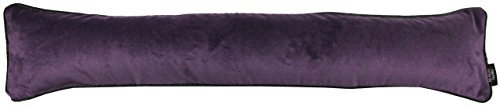 McAlister Textiles Matter Samt | Zugluftstopper mit Füllung | 18cm x 136cm in Aubergine | wachbarer Deko Windstopper Kissen für Fenster, Türen im Designer Plüsch