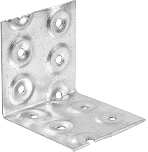 BPC Fixings Galvanised Nail Plate Angle Bracket 10-Piece Set, 75 mm Length x 75 mm Width