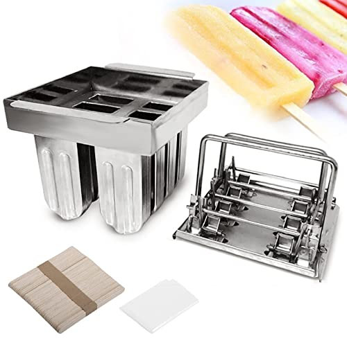 Popsicle 8 Moldes De Acero Inoxidable, Molde Para Helados Reutilizable Comercial Con Tapa 100 Palitos De Madera 100 Bolsas Pop Para Helados Zumo Batidos De Fruta,Style #b