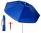 Pincho Sombrilla Playa 180 cm, Aluminio, UPF+50 bloquea 99% de Rayos UV, 8 Varillas de Fibra de Vidrio, Muy Ligera 1,5 kg, Ventana Superior (Azul)