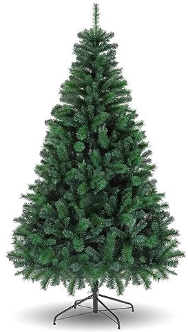 Albero di Natale Artificiale in PVC con Supporto in Metallo Apertura ad Ombrello Facile da Montare Effetto Reale Pratiko (150 cm 320 Rami)