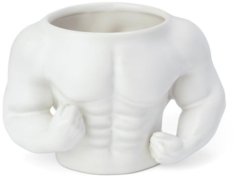 Weielt 3D Muscle Coffee Cup, Muscle Gym Workout Fit Fitness Little Miss Weights Diet Funny Humour Coffee Cups, Novelty Ceramic Mug Gifts for Women Men Gym Lovers, Christmas Gifts (White)