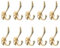 SARIHOSY Lot de 10 crochets de décoration de Noël, crochets muraux dorés en laiton antique, porte-manteau doré à coller sur la salle de bain, crochet doré pour mur,