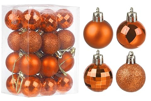 uxcell 24Pcs Bronze 1.57 Inch Christmas Balls Ornaments Shatterproof Ornaments Hanging Baubles for Xmas Trees, Wedding, Party Decorations