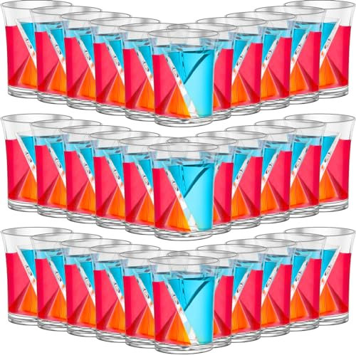 Suclain 48 Pieces Split Shot Glasses Reusable Clear Plastic Shot Glasses 2 oz Half Shot Glasses Shot Split Cup for Bar Alcohol Bachelorette Party