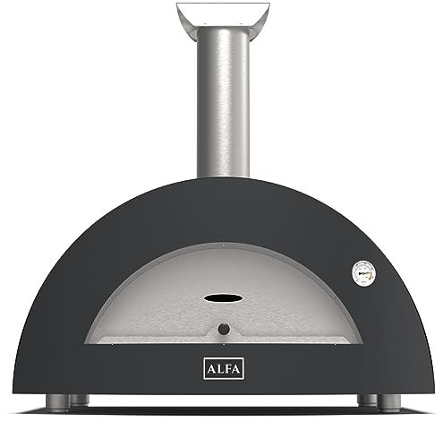 Alfa Forni Barbecue a carbone di Marca Modello Moderno 3 Pizze Legno Ardesia Grey