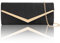 Larcenciel Damen Clutch Schwarz, Damen Handtasche mit Abnehmbarer Kette, Elegant Wildleder Abendtasche für Frauen, Envelope Crossbody Brauttasche Bedruckte Tasche für Hochzeit, Party, 25×11×5cm