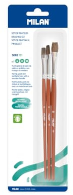 MILAN® Blisterpackung mit 3 flachen Pinseln Serie 121 Nr. 6, 8 und 10