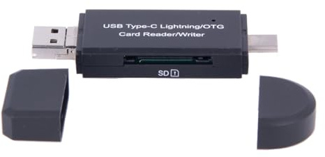 OTG USB/8 Pin to USB C Adapter SD/Micro SD Card Reader up to 64GB