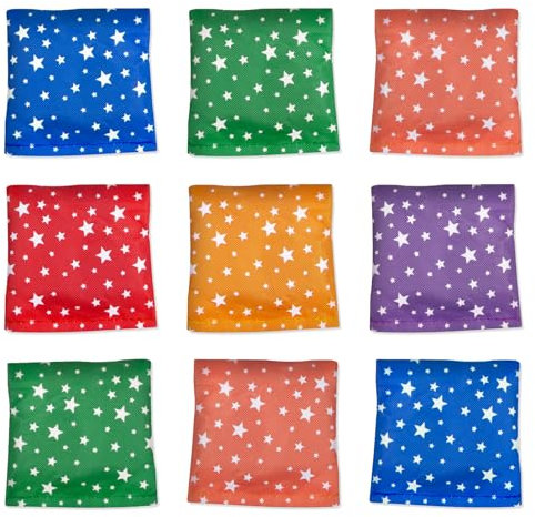 Flintronic Cornhole Säckchen, 9 Stück Sitzsäcke Werfen, 7 x 7cm, Spaßiges Sportspiel Bean Bag, Toss Game Bunte Sitzsack, für Partyspiele, Outdoor Spiel für Jungen und Mädchen