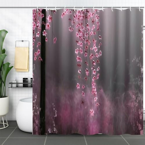 FAIRYGATE Wet Room Shower Curtain Rose Garden Flowers Vine Shower Curtains Waterproof Polyester Hooks Bathroom Accessories 72 X 72 Inch B9521