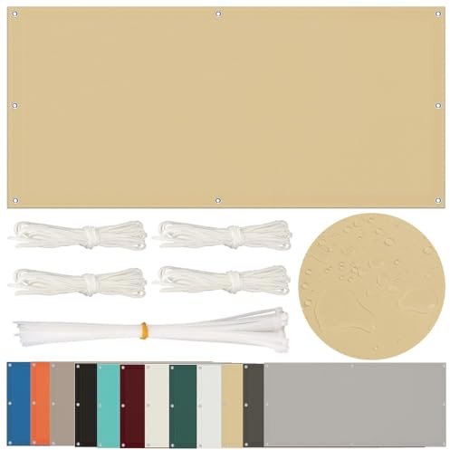 Sonnensegel Wasserdicht 1,5x2 m, Rechteckig Mit Ösen, Balkon Terrasse Viereckig UV Schutz, Schwerstarbeit (Sand Beige)