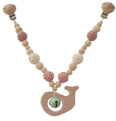 Kinderwagenkette Holz (Wal, Rosa, Weiß)