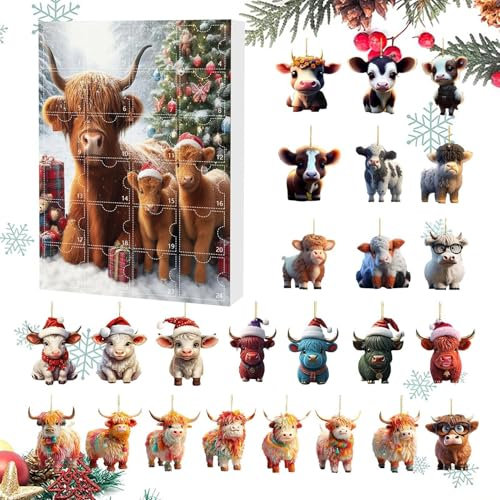 Kuh-Weihnachtsschmuck 2024 | 2024 Bauernhoftier-Ornamente | Festlicher Kuh
