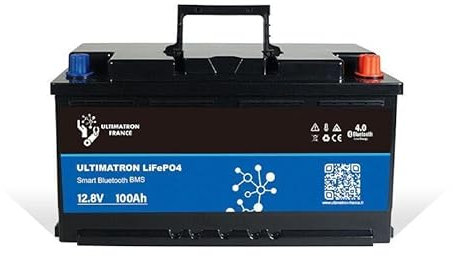ULTIMATRON - Batterie Lithium sous siège 12.8V 100Ah LiFePO4 Smart BMS avec Bluetooth
