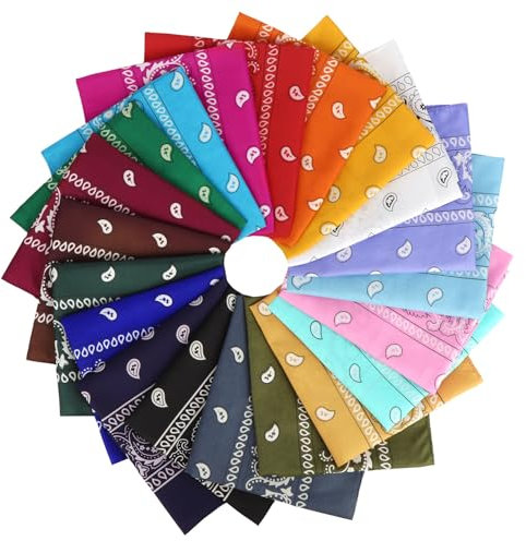 Chalier Cmfort Bandana Damen Herren Nickitücher Kopftuch Paisley Muster Mischfarben Bandana MultifunKopftuch,20 Pack