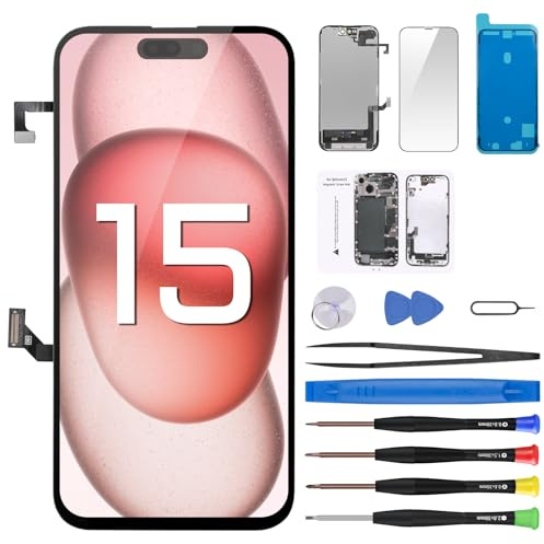 Risidamoy Ersatzbildschirm für iPhone 15, 15,4 cm (6,1 Zoll) LCD mit Ohrmusch