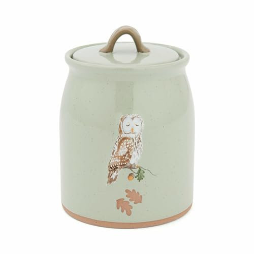 Cooksmart Forest Fable Green Ceramic Canister | British Designed Kitchen Storage Jar | Woodland Animal Print | Durable Stoneware Container | Stylish & Practical Farmhouse Kitchen Accessory
