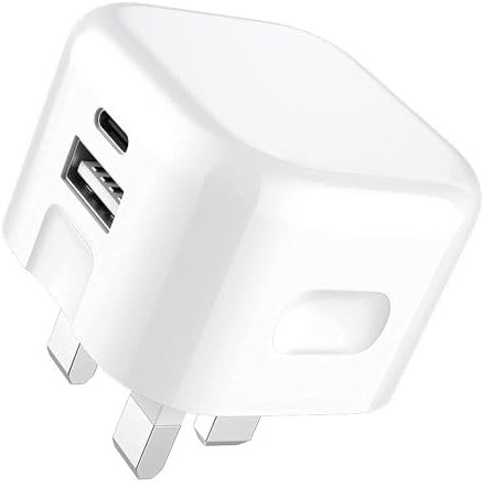 USB C Plug, 20W Dual Port Type C Fast Charging Plug, Wall Power Adapter Plug UK, 3.0 Charger Block for iPhone 15/14 /13 Pro Max/Plus/ipad pro/Samsung Galaxy/Tablet