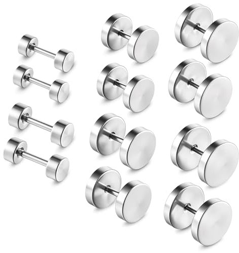 6 Paar Silber Ohrstecker Herren Runde Edelstahl Ohrstecker Männer Schwarz Hypoallergen Ohrringe 4–10 Mm Fake Plug Tunnel Piercing Herrenohrringe Set Für Männer Und Frauen(2)