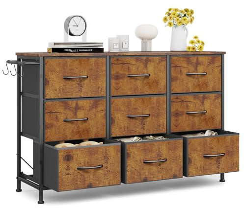Settimino Cassettiera con Cassetti in Tessuto Comò Vintage in Metallo per Camera da Letto, Corridoio, Soggiorno, Ingresso, Armadietto Camera Industriale Salvaspazio per Vestiti, Biancheria Intima Ecc