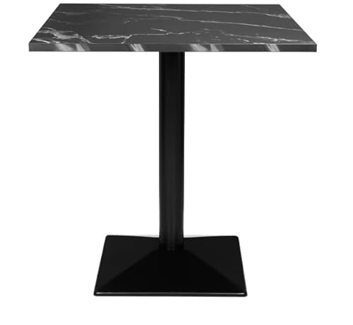 Bolero Complete Melamine Square Table Black Stone Effect, 700mm, 700 mm | Pre-drilled for fast self-assembly. Weather-resistant surface withstands hot plates and outdoor commercial catering use.