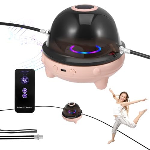 Music Jump Rope Machine, Wireless Skipping Rope with Counter, Smart Skipping Rope with Remote Control,10 Speed Level /LED Screen/ Colorful Lights/ Bluetooth Music for Kids, Boys Girls Gym Equipment