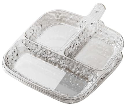 Ronyme 2 Platos Llanos con divisiones, vajilla Reutilizable, bandejas para Servir con divisiones para Aperitivos, Salsas y postres, Claro