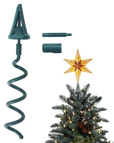 Upgraded Christmas Tree Topper Holder, Universal Twist-on Tree Topper Stabilizer with Adjustable Attachment for Stabilizing Treetop Ornaments, Fits Most Treetops Types